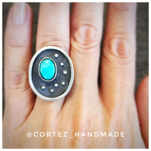 Liberty Ring Sterling Silver with King's Manassa Turquoise